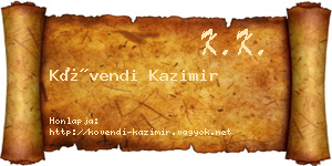 Kövendi Kazimir névjegykártya